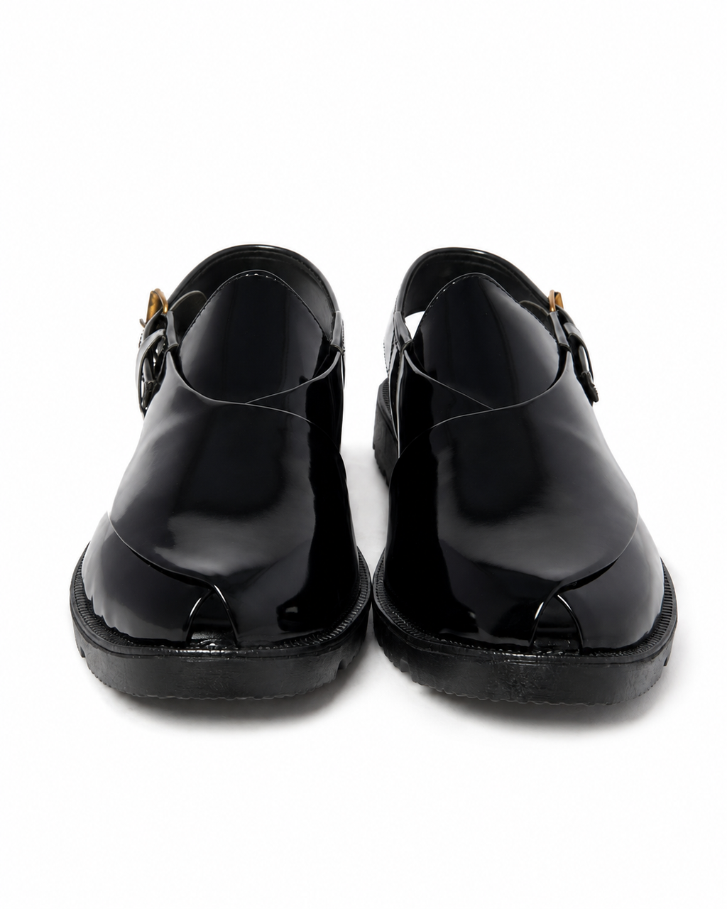 Siyah High-Sole Peshawari Chappal by Pehnaan