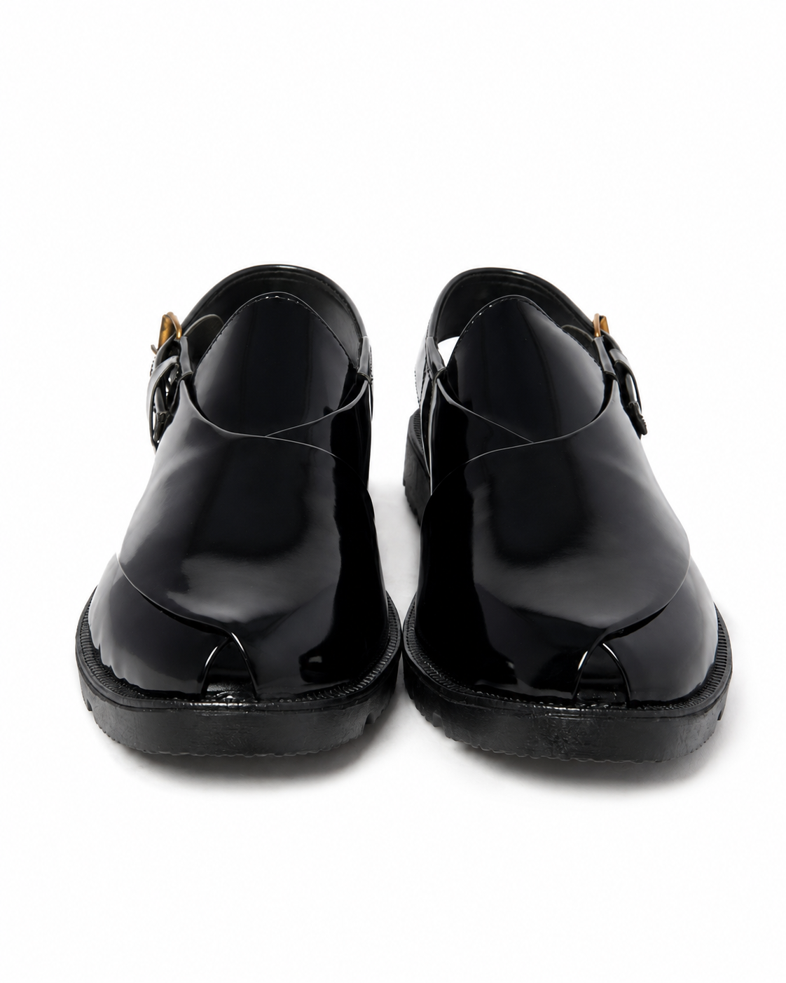 Siyah High-Sole Peshawari Chappal by Pehnaan