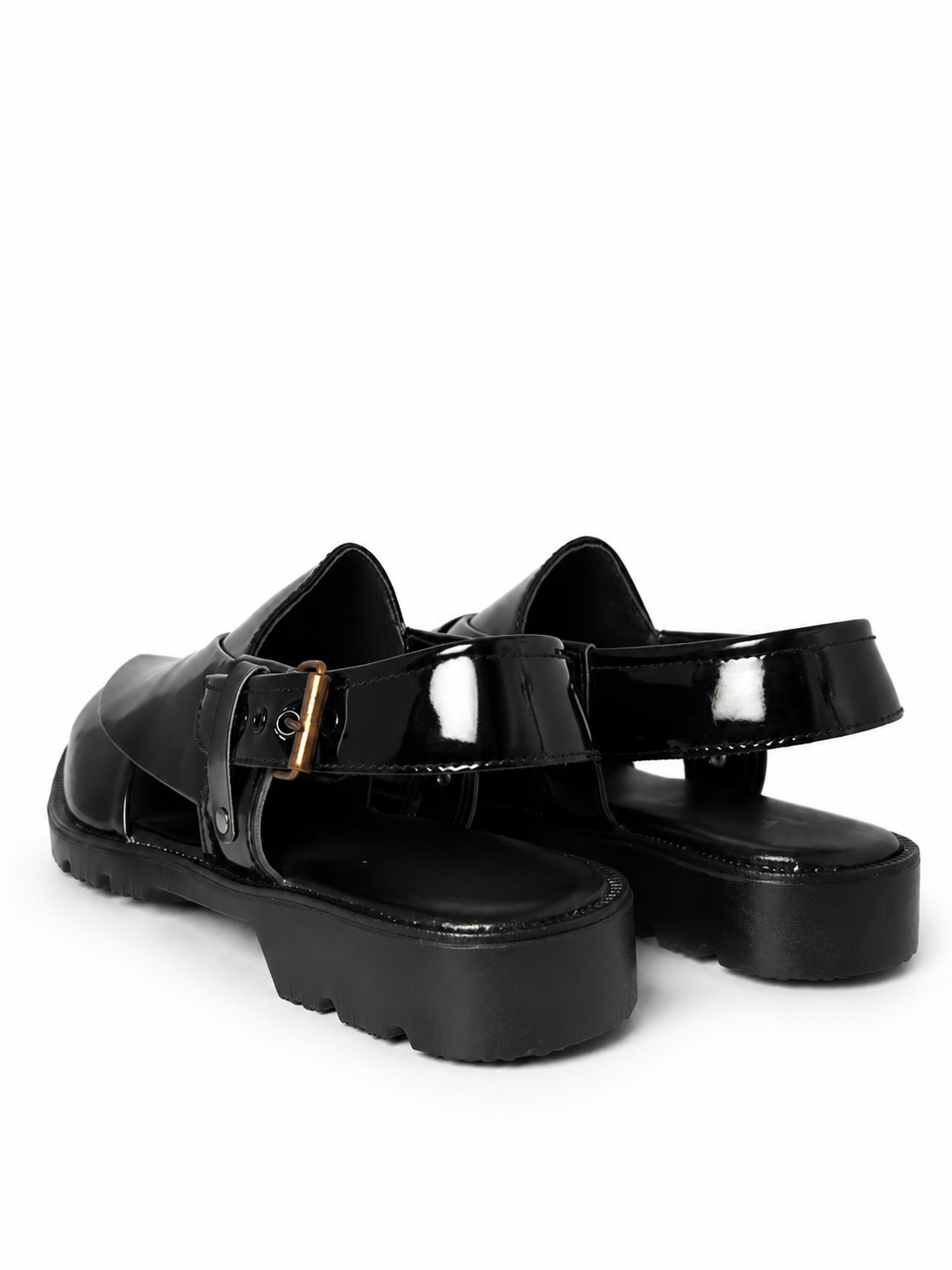 Siyah High-Sole Peshawari Chappal by Pehnaan