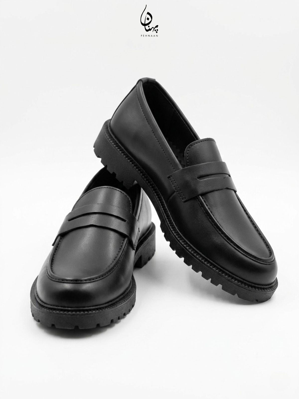 Black High Sole Strap Loafer