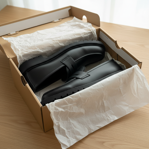 Black High Sole Strap Loafer