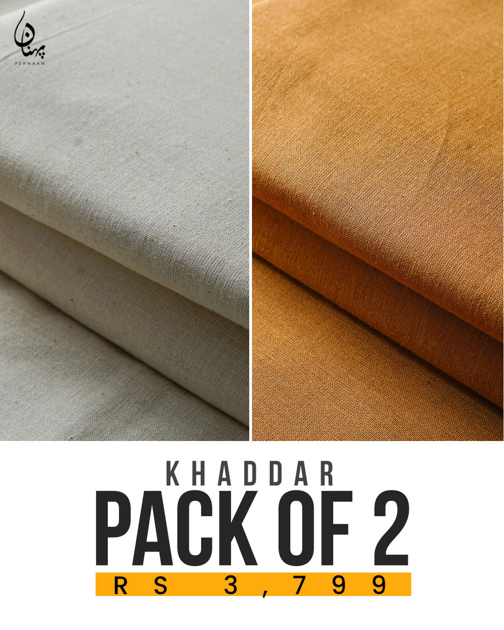 Pehnaan Premium Khaddar – Pack of 2 Suits (Cream & Camel Brown)